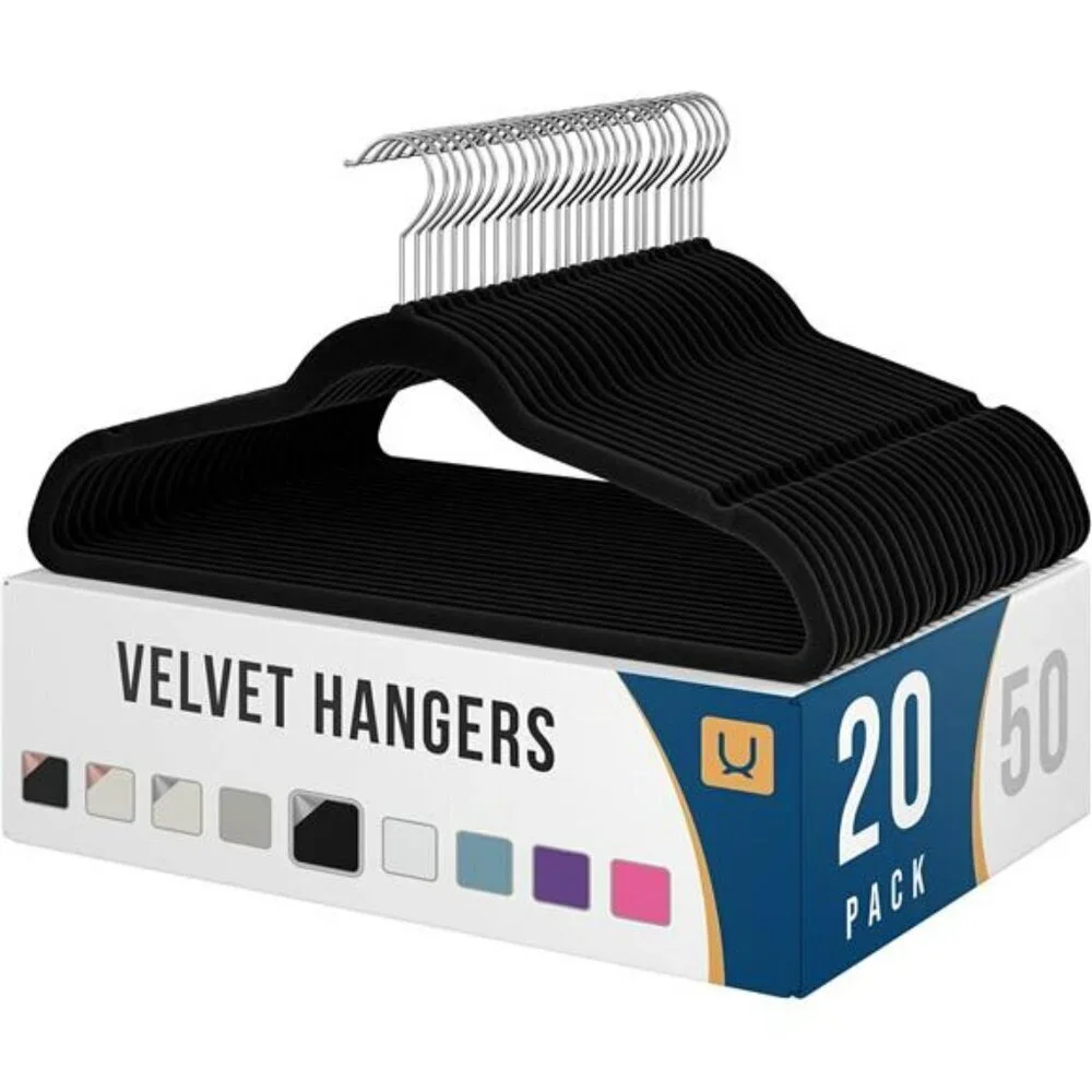 Black Velvet Hangers 20 Pack Clothes Hangers Non Slip Felt Hangers Durable Coat